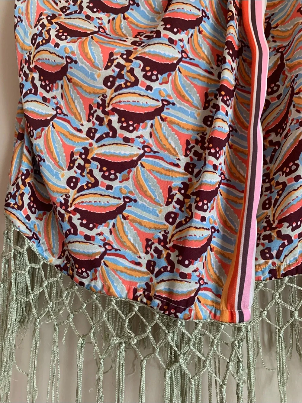 Anthropologie Multicolor Fringe Mini Skirt Beach Style Women Size Small